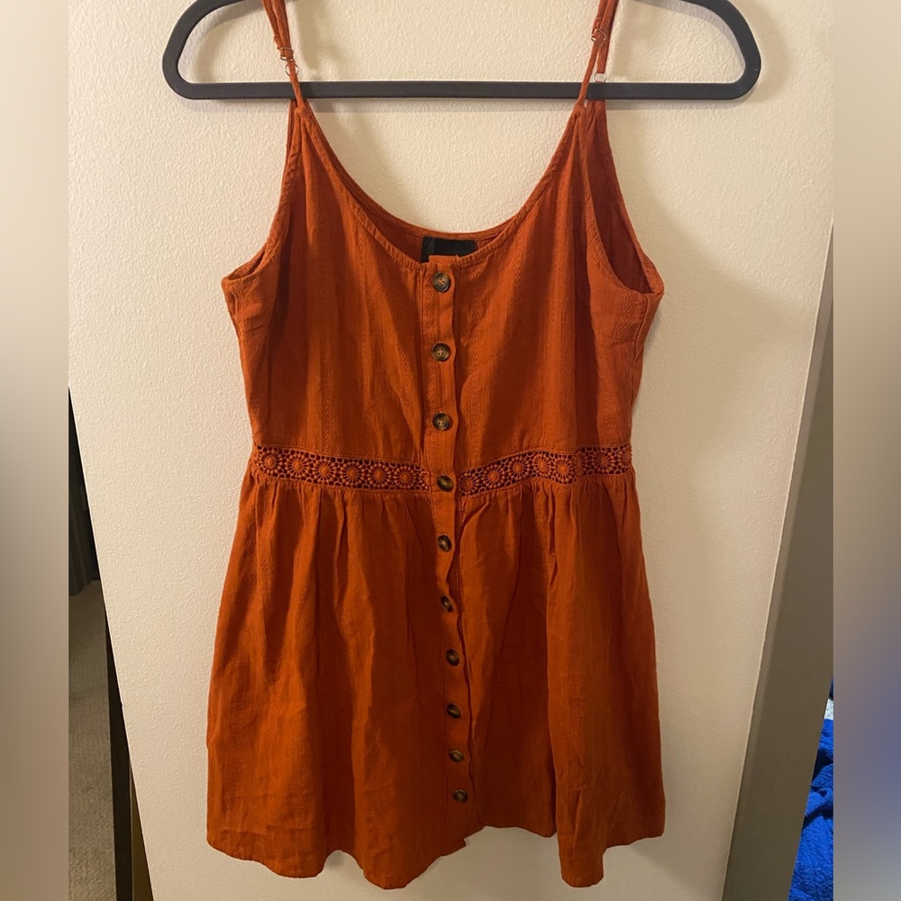 Burnt orange button up dress